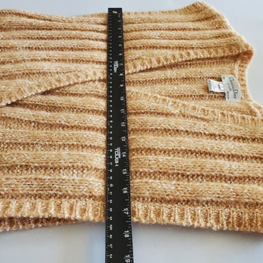 Vintage Christian Dior Cable Knit Wrap Sweater Vest Layer Sz M Old Money Preppy - Picture 7 of 11